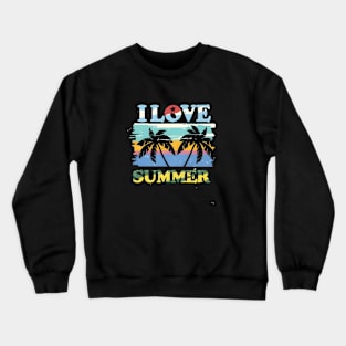 I Love Summer Palm Tree Vector Art Crewneck Sweatshirt